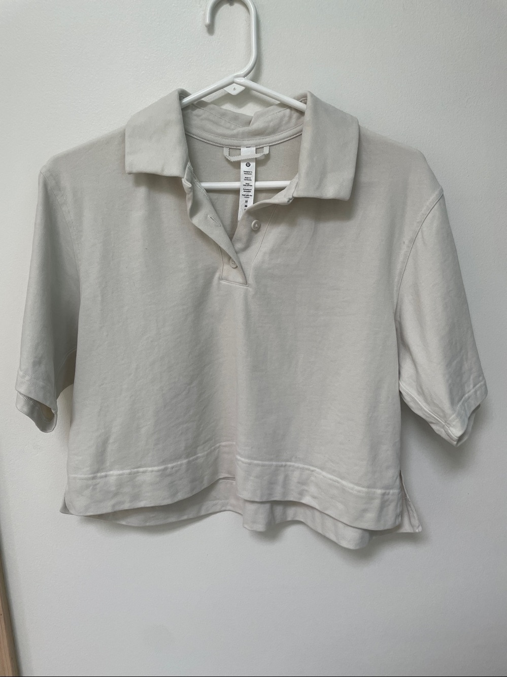 Lululemon Swiftly Tech Relaxed-Fit Polo White Striped Cropped Size 4